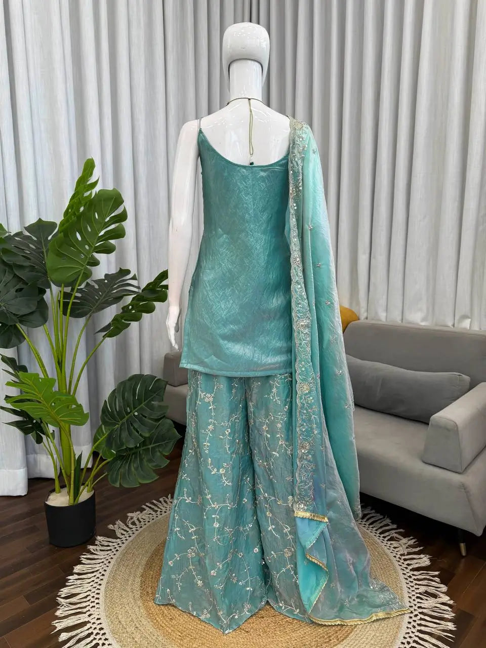 Elegant Fendy Silk Plazo Set for Festive and Wedding Wear