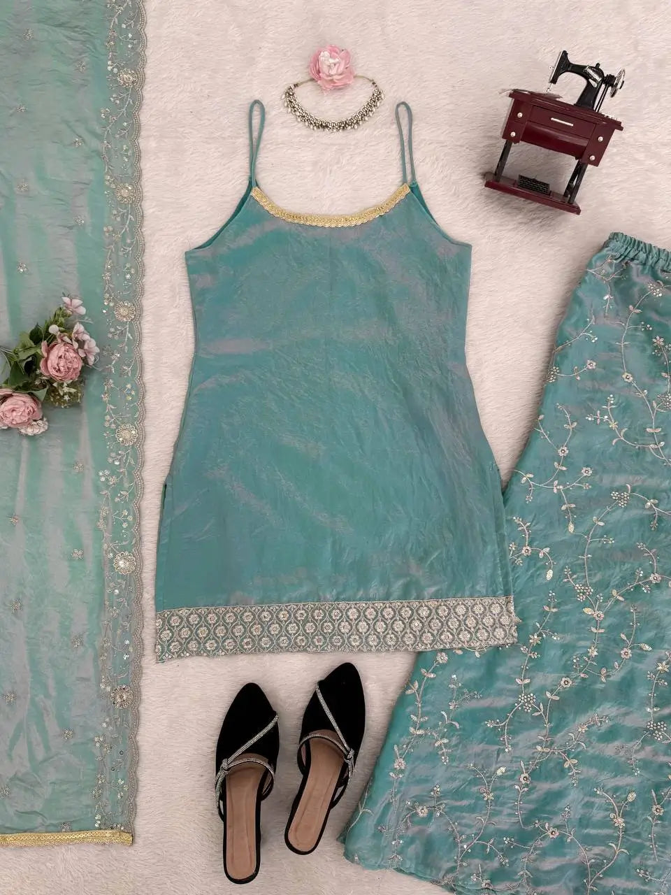 Elegant Fendy Silk Plazo Set for Festive and Wedding Wear