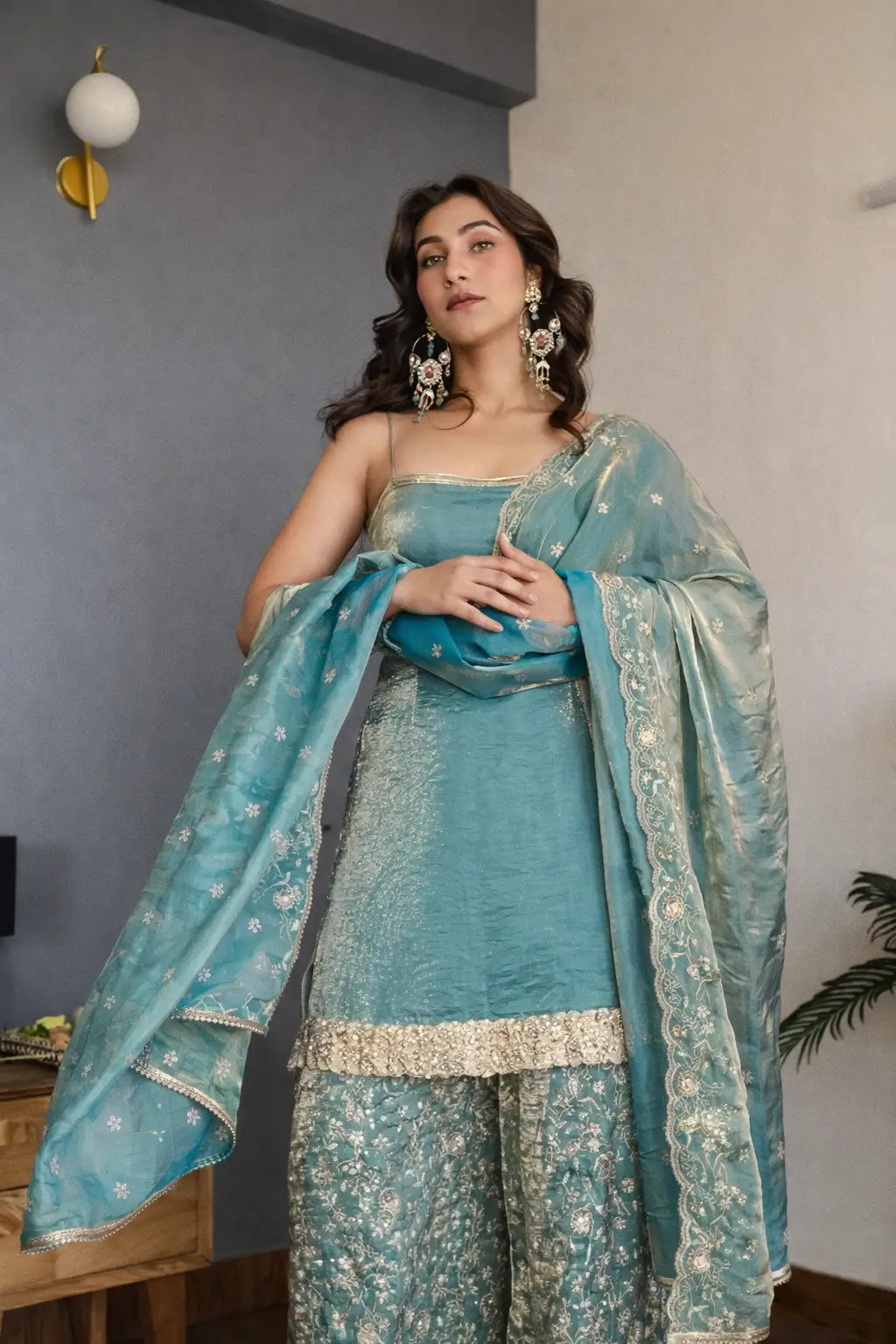 Elegant Fendy Silk Plazo Set for Festive and Wedding Wear