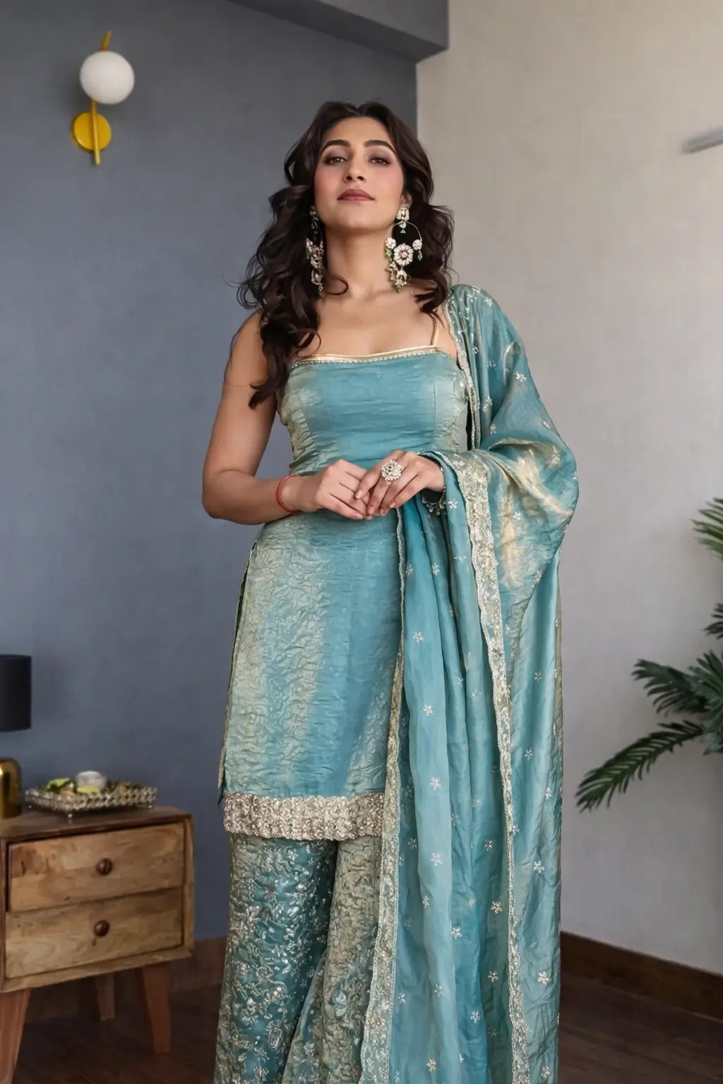 Elegant Fendy Silk Plazo Set for Festive and Wedding Wear