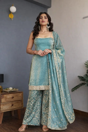 Elegant Fendy Silk Plazo Set for Festive and Wedding Wear