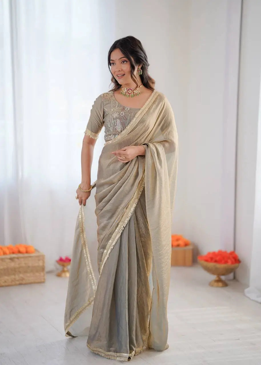 Elegant Fendy Silk Ready to Wear Saree for Office and Function Wear