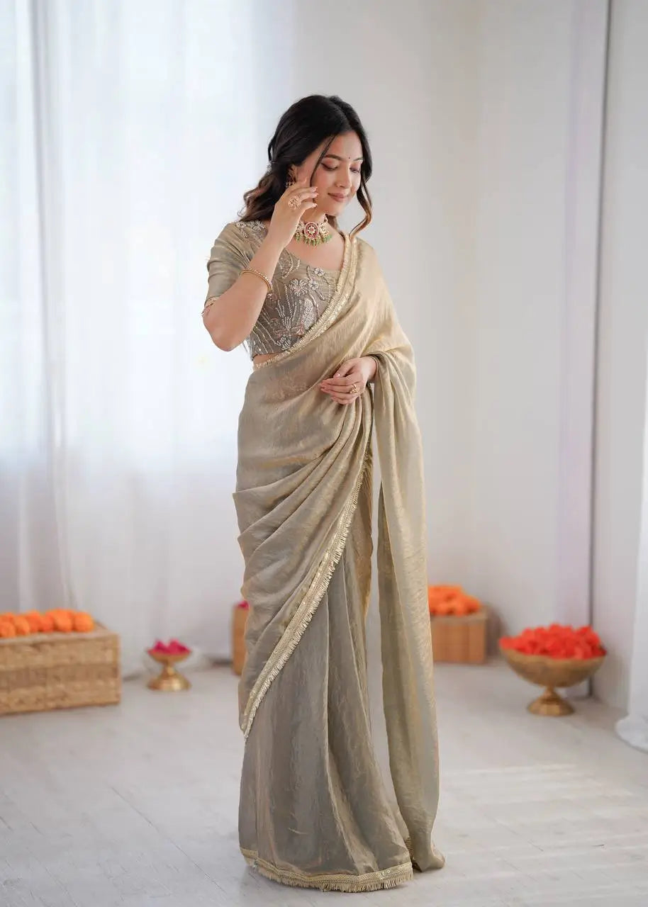 Elegant Fendy Silk Ready to Wear Saree for Office and Function Wear