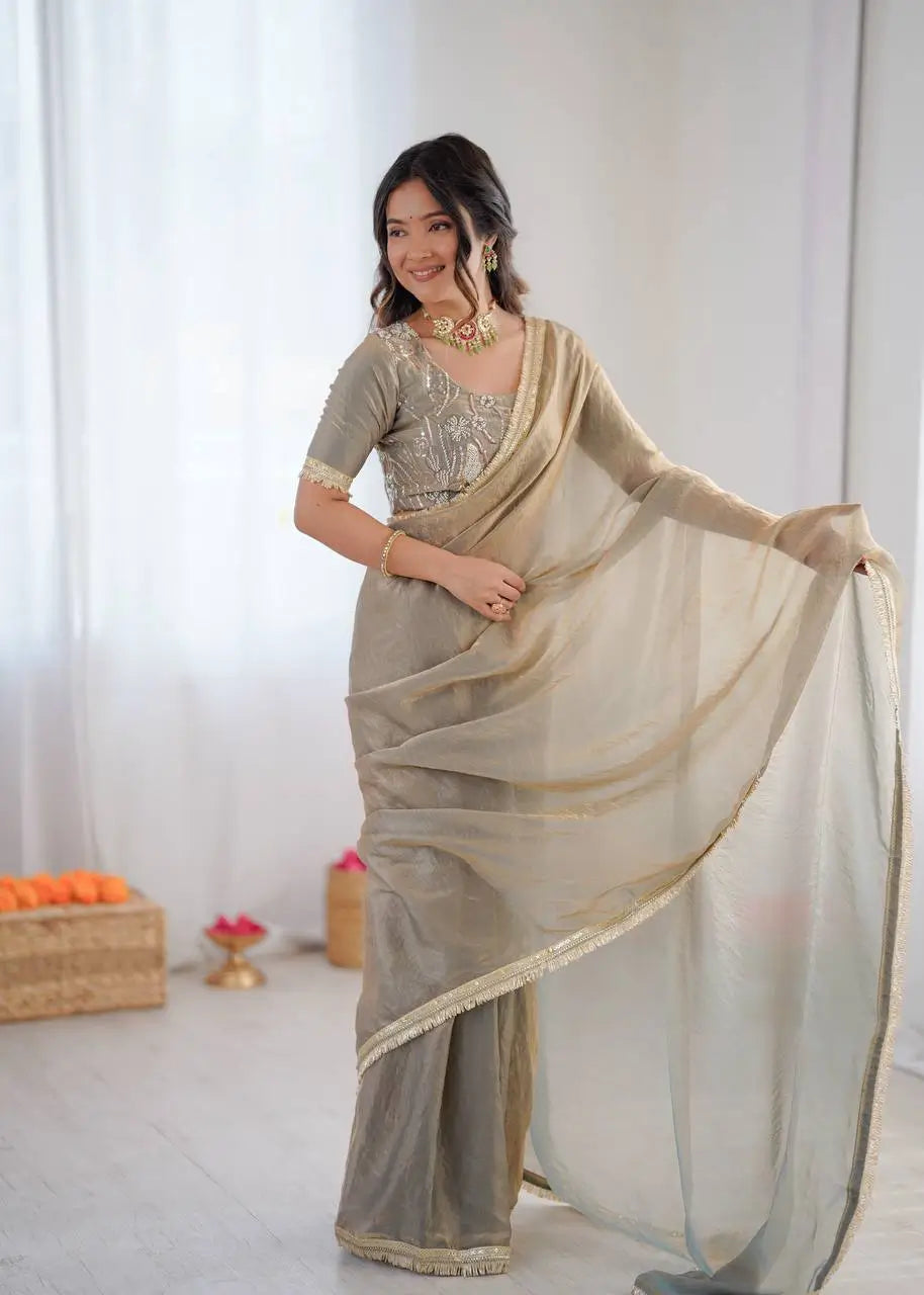Elegant Fendy Silk Ready to Wear Saree for Office and Function Wear