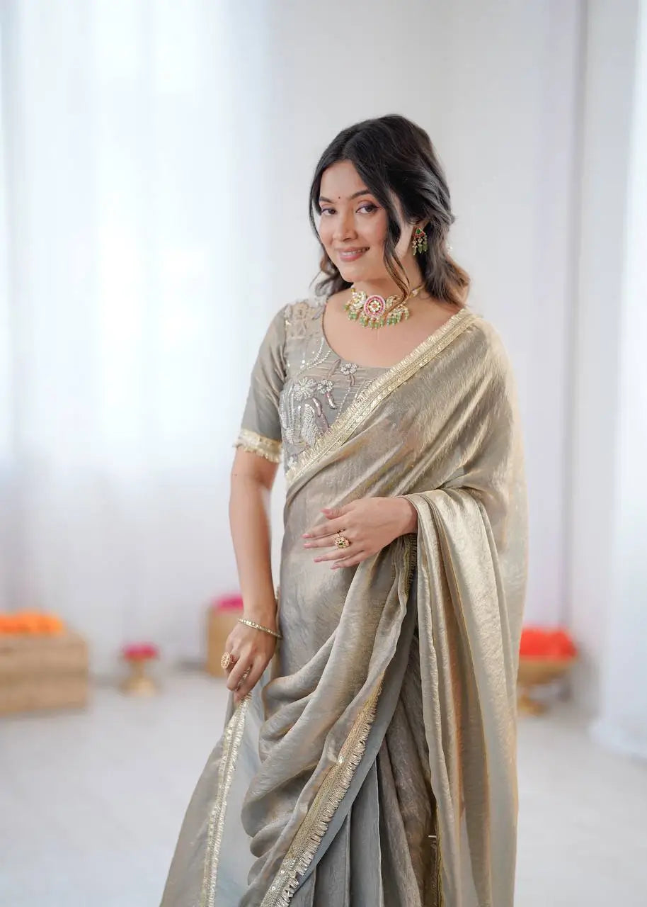 Elegant Fendy Silk Ready to Wear Saree for Office and Function Wear