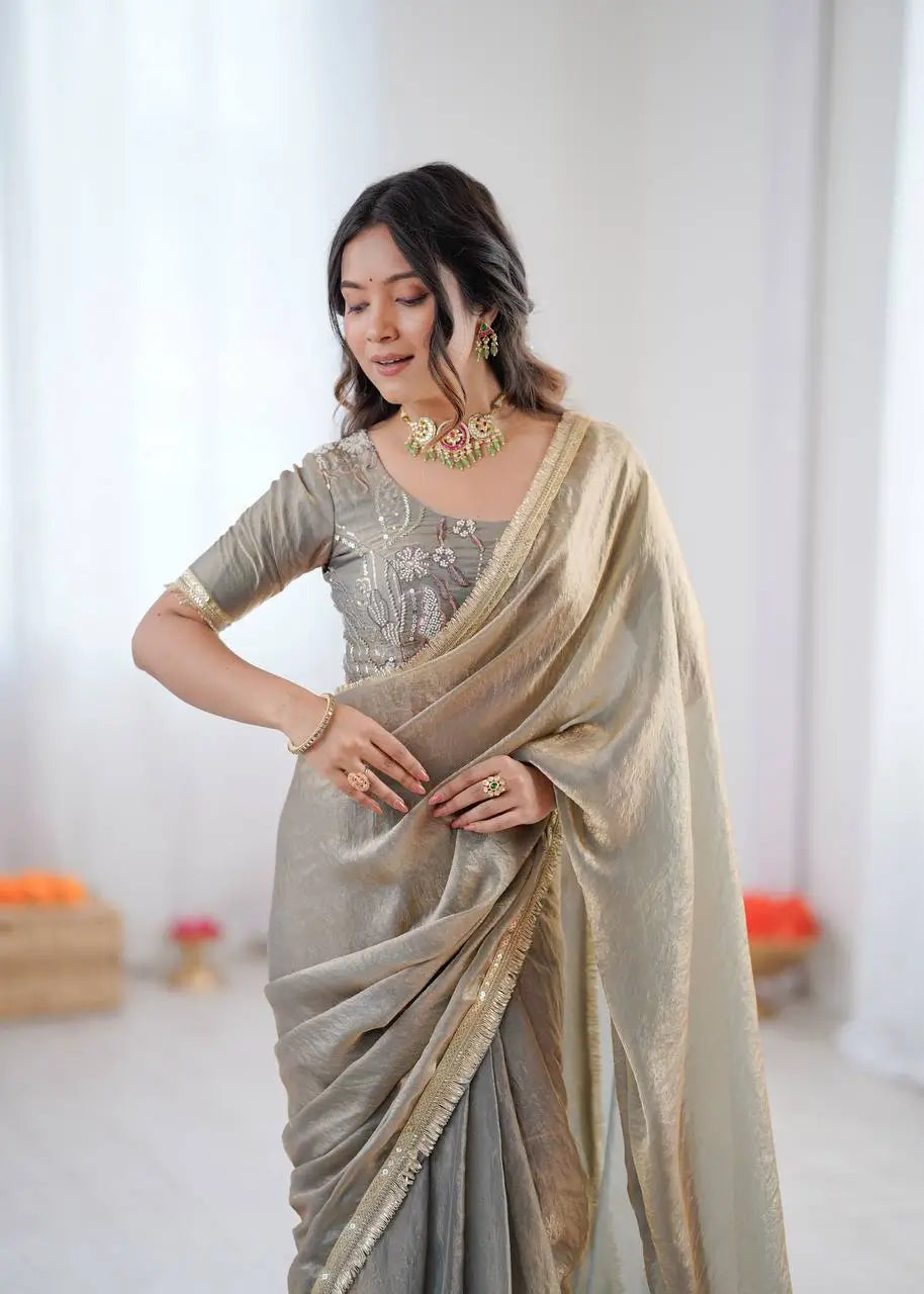 Elegant Fendy Silk Ready to Wear Saree for Office and Function Wear