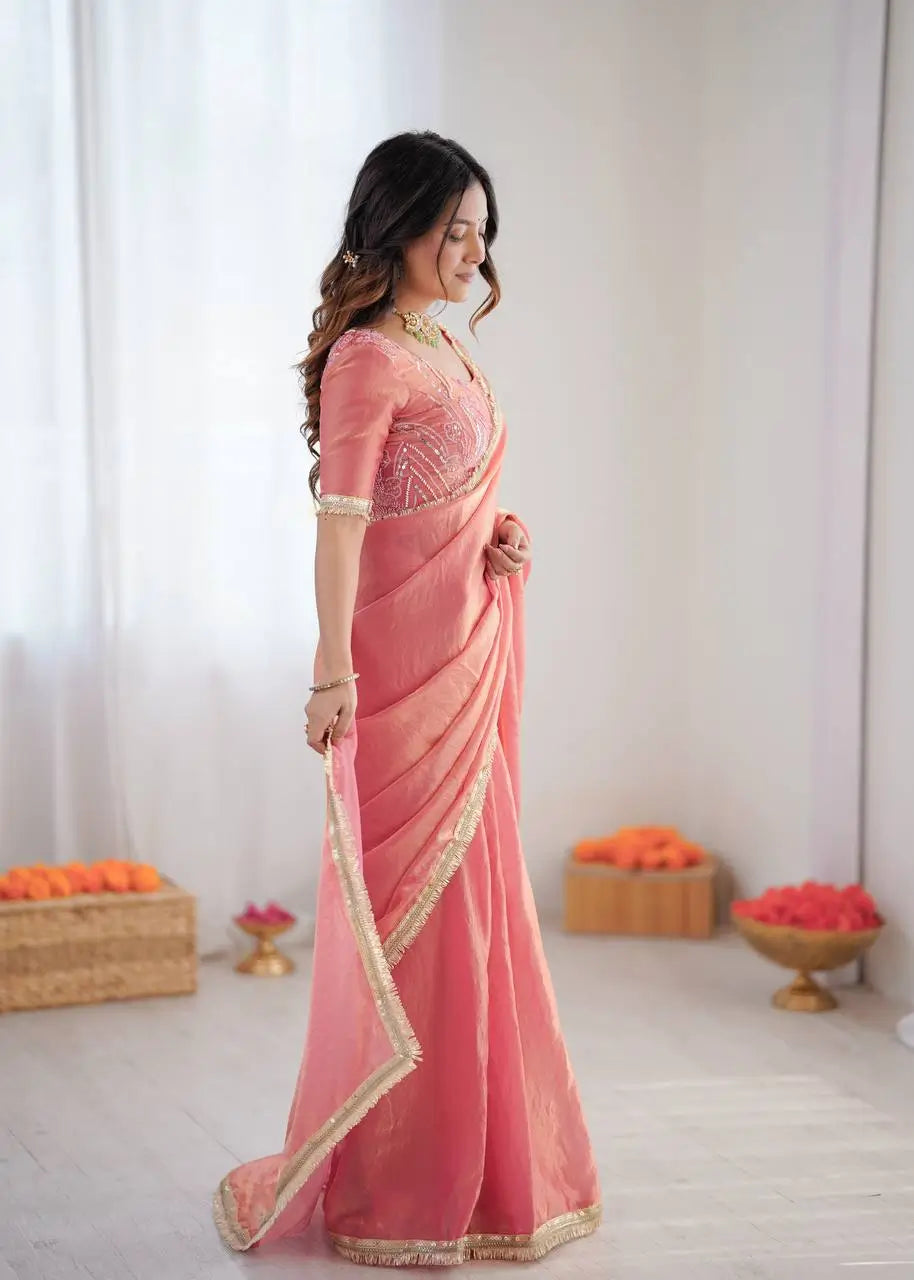 Elegant Fendy Silk Ready to Wear Saree for Office and Function Wear