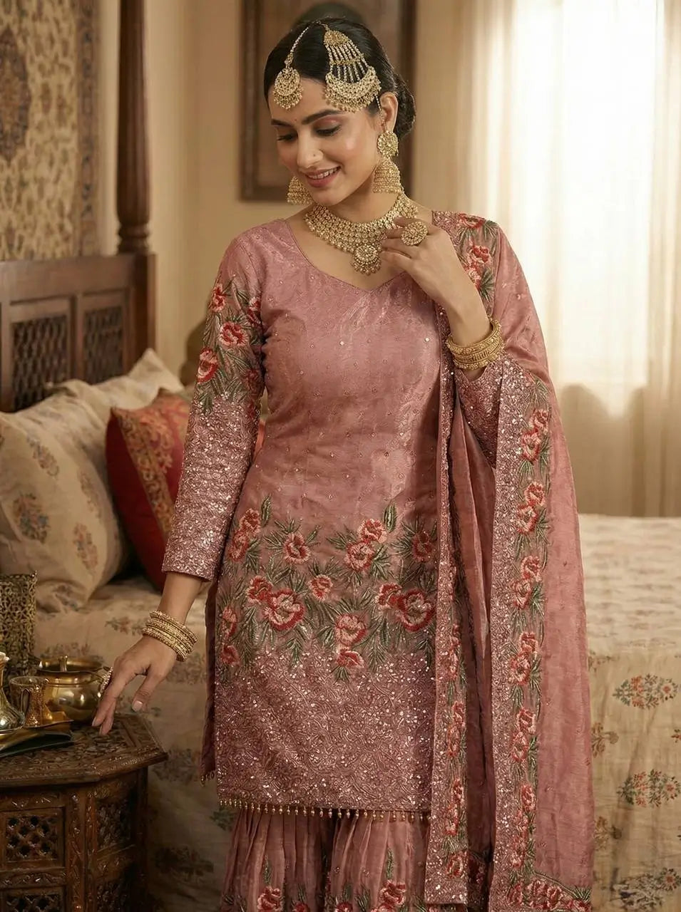 Elegant Fendy Silk Sharara Set for Eid and Festive Wear