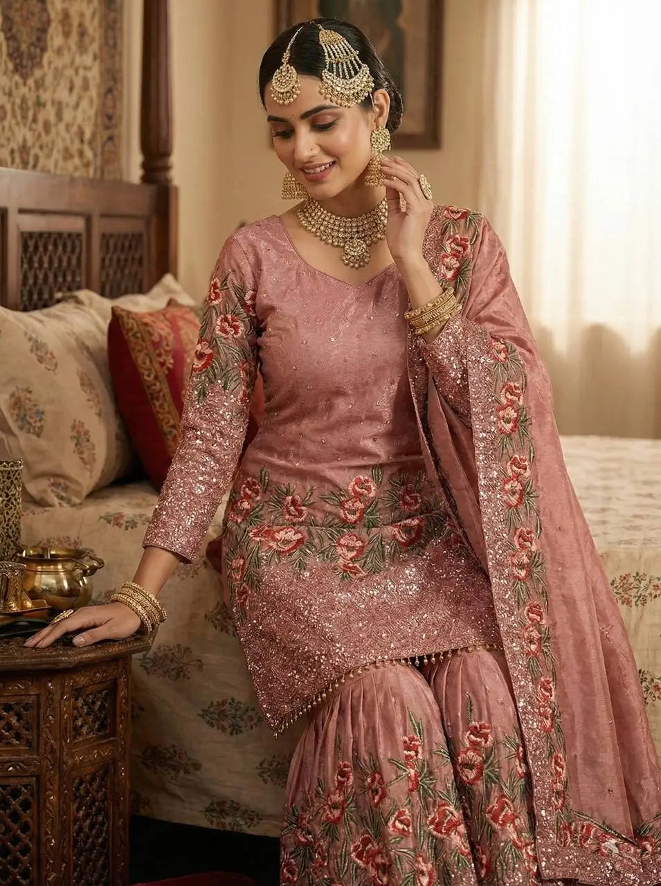 Elegant Fendy Silk Sharara Set for Eid and Festive Wear