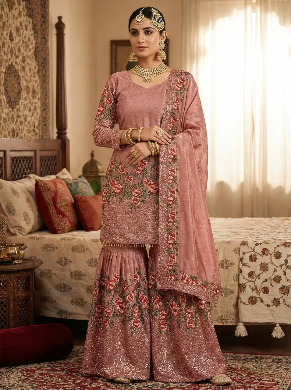 Elegant Fendy Silk Sharara Set for Eid and Festive Wear