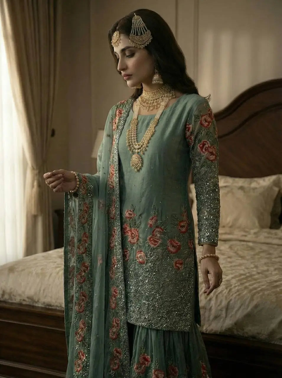 Elegant Fendy Silk Sharara Set for Eid and Festive Wear