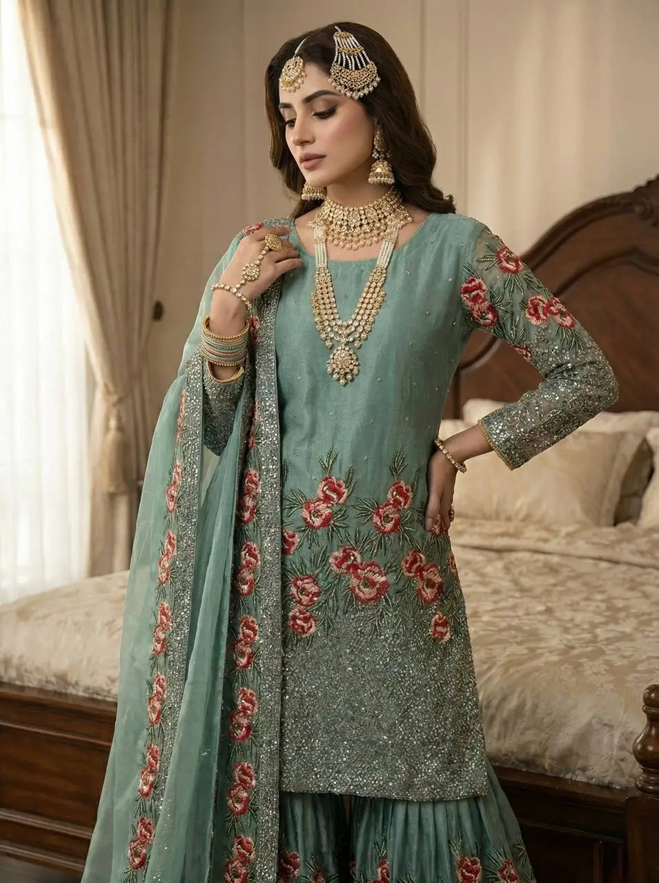 Elegant Fendy Silk Sharara Set for Eid and Festive Wear