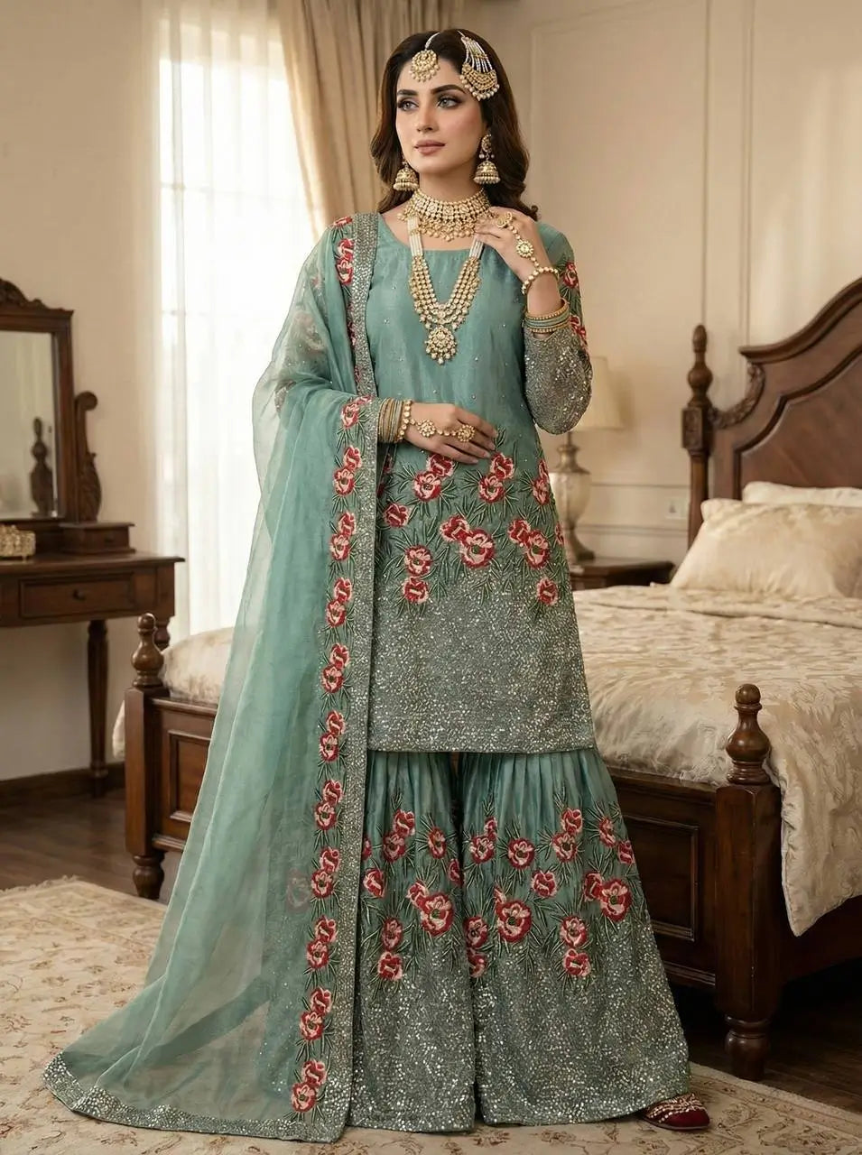 Elegant Fendy Silk Sharara Set for Eid and Festive Wear