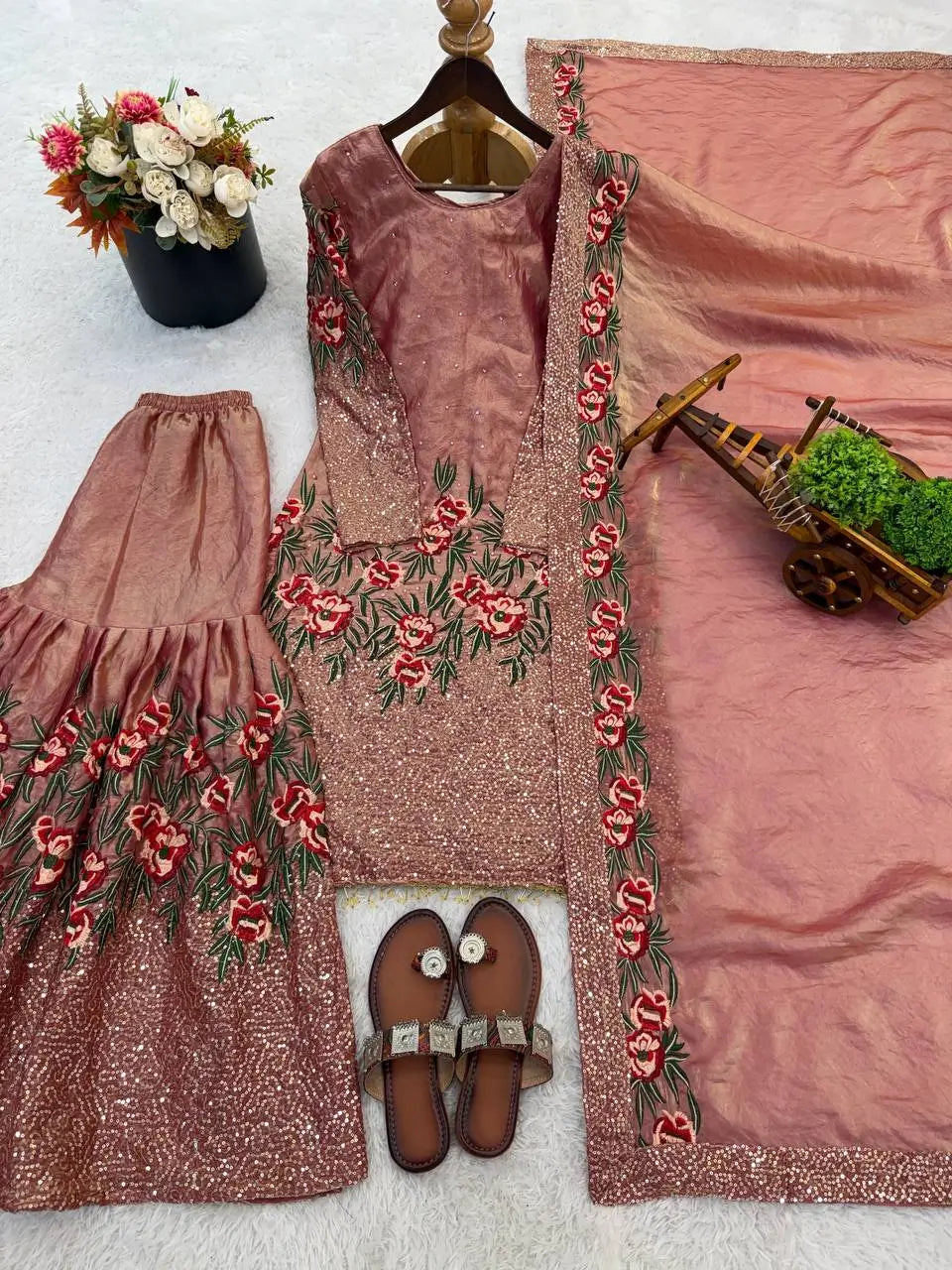 Elegant Fendy Silk Sharara Set for Eid and Festive Wear