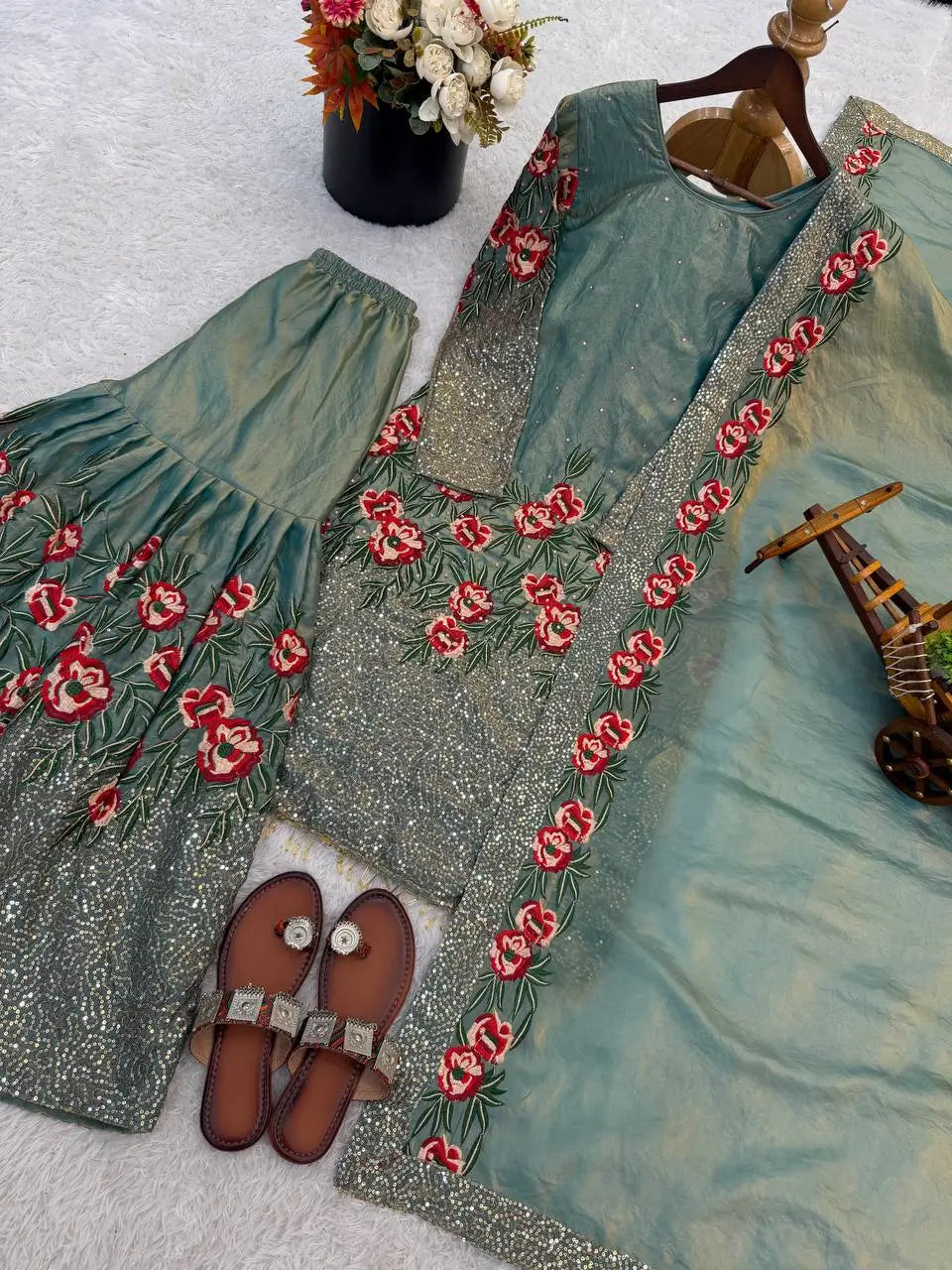 Elegant Fendy Silk Sharara Set for Eid and Festive Wear