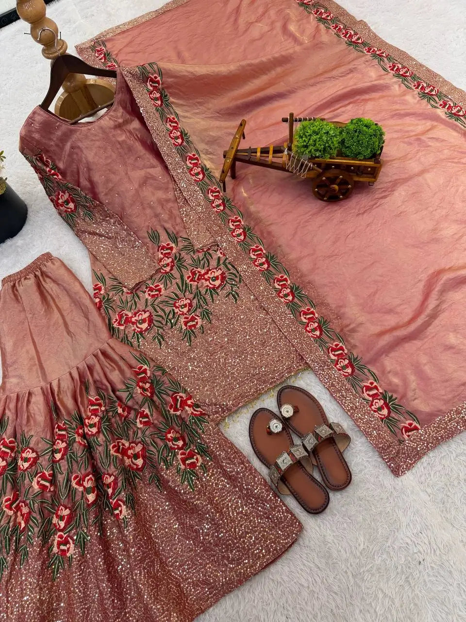 Elegant Fendy Silk Sharara Set for Eid and Festive Wear