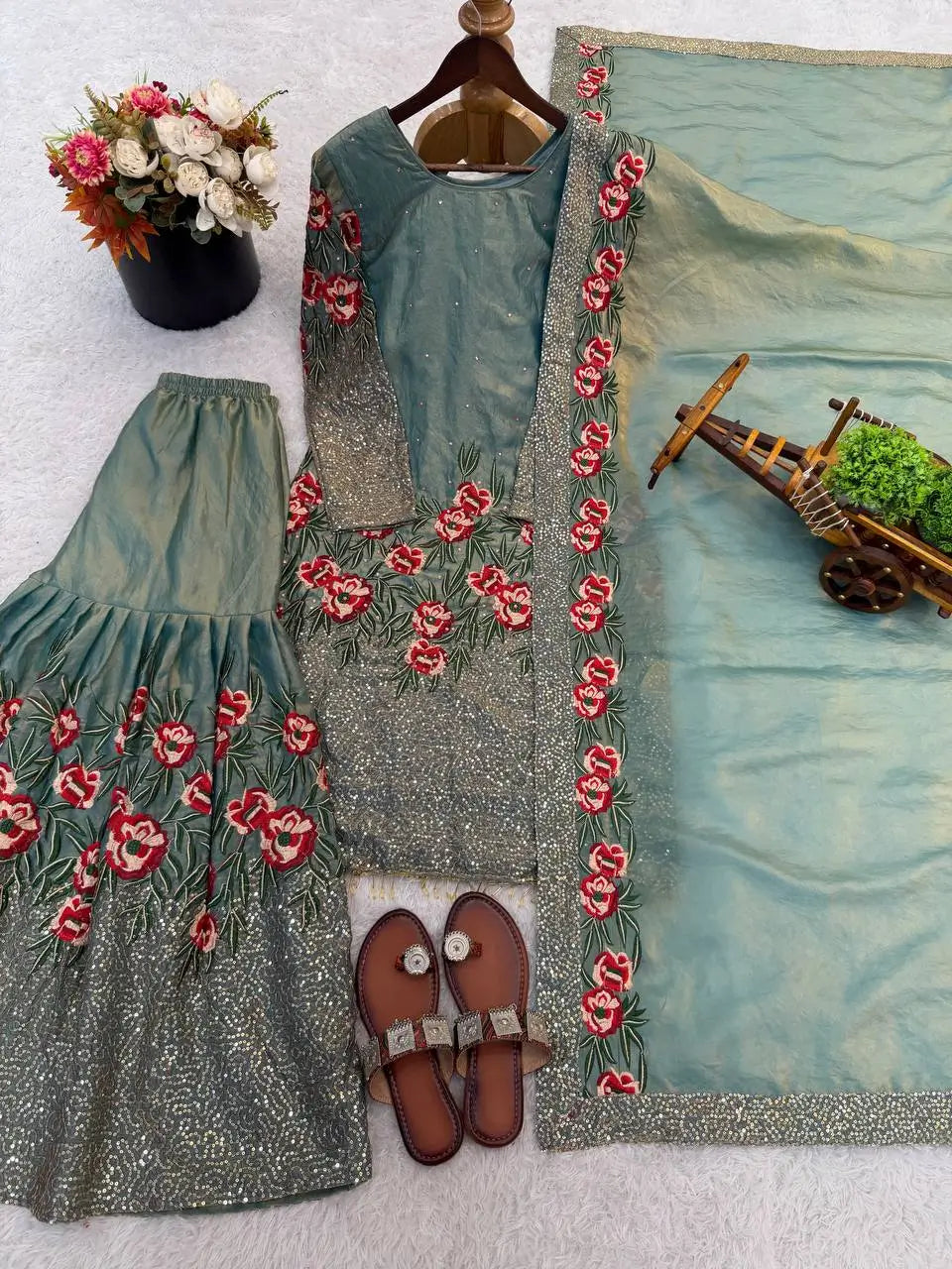 Elegant Fendy Silk Sharara Set for Eid and Festive Wear