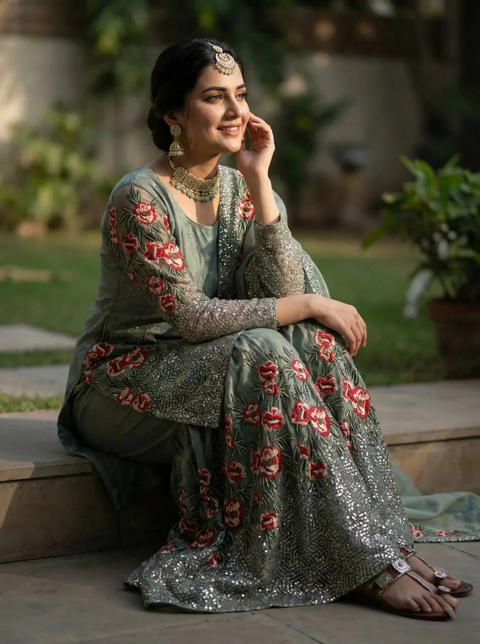 Elegant Fendy Silk Sharara Set for Eid and Festive Wear