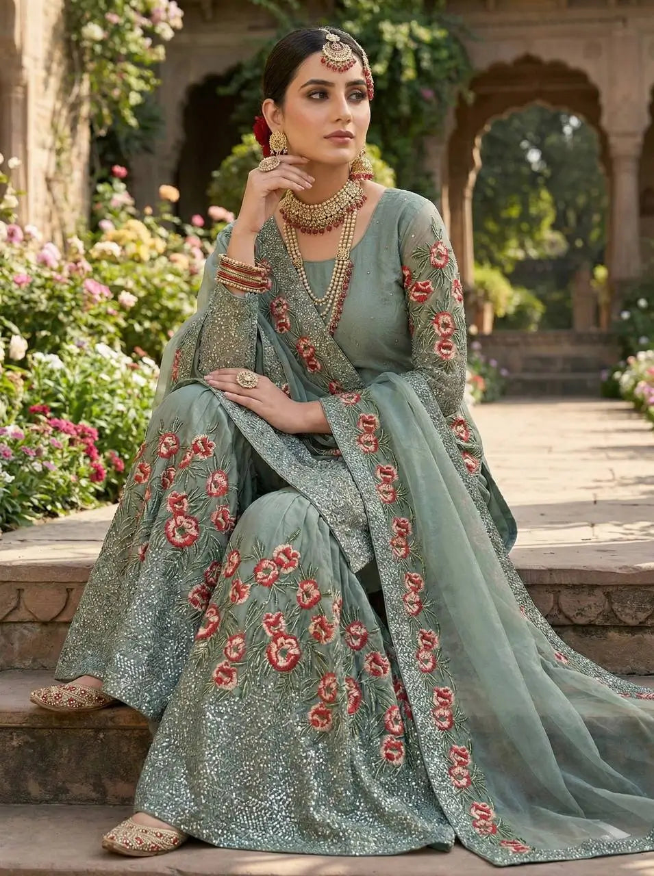 Elegant Fendy Silk Sharara Set for Eid and Festive Wear