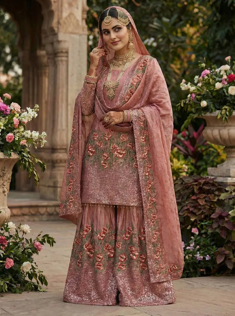 Elegant Fendy Silk Sharara Set for Eid and Festive Wear