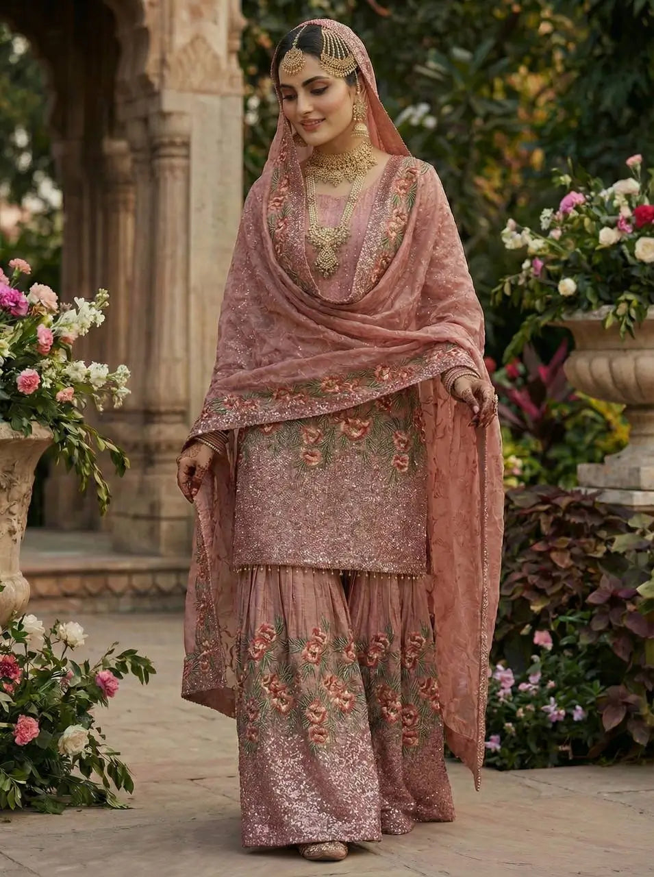 Elegant Fendy Silk Sharara Set for Eid and Festive Wear