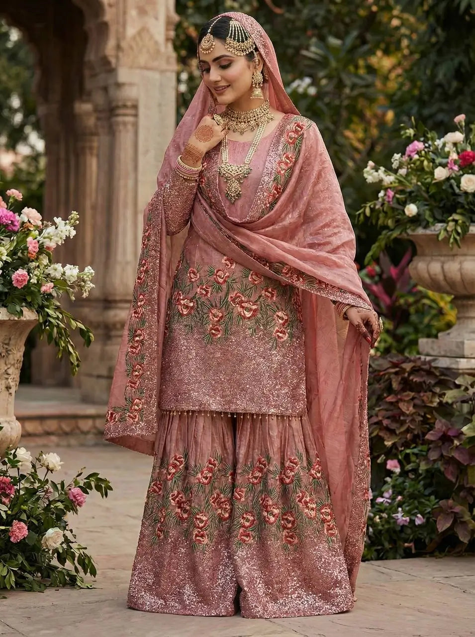 Elegant Fendy Silk Sharara Set for Eid and Festive Wear