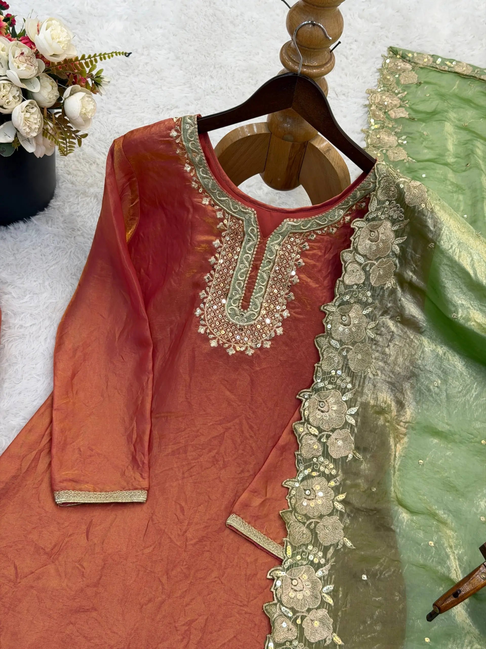Elegant Fendy Silk Sharara Set for Festive and Wedding Wear