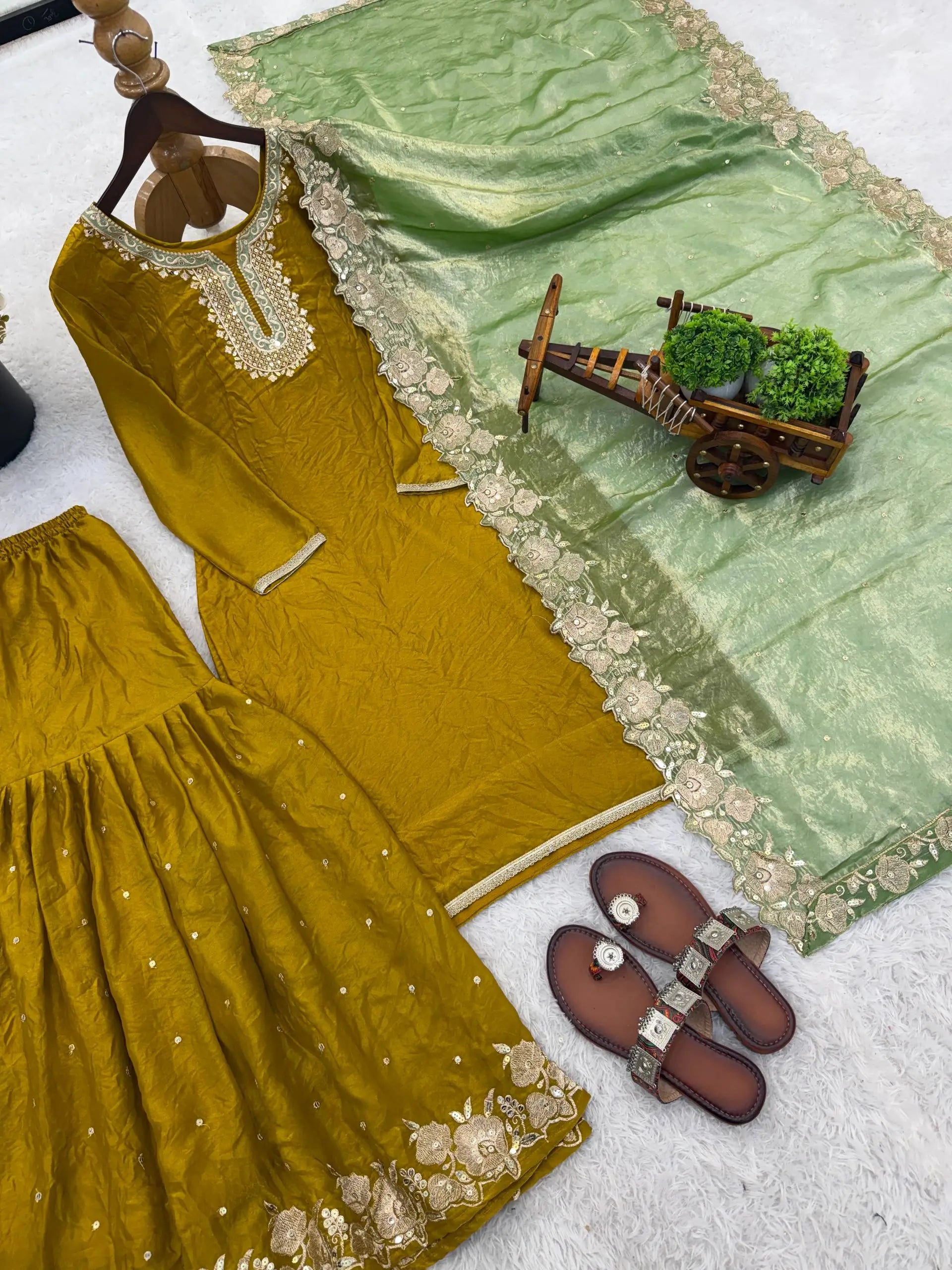 Elegant Fendy Silk Sharara Set for Festive and Wedding Wear