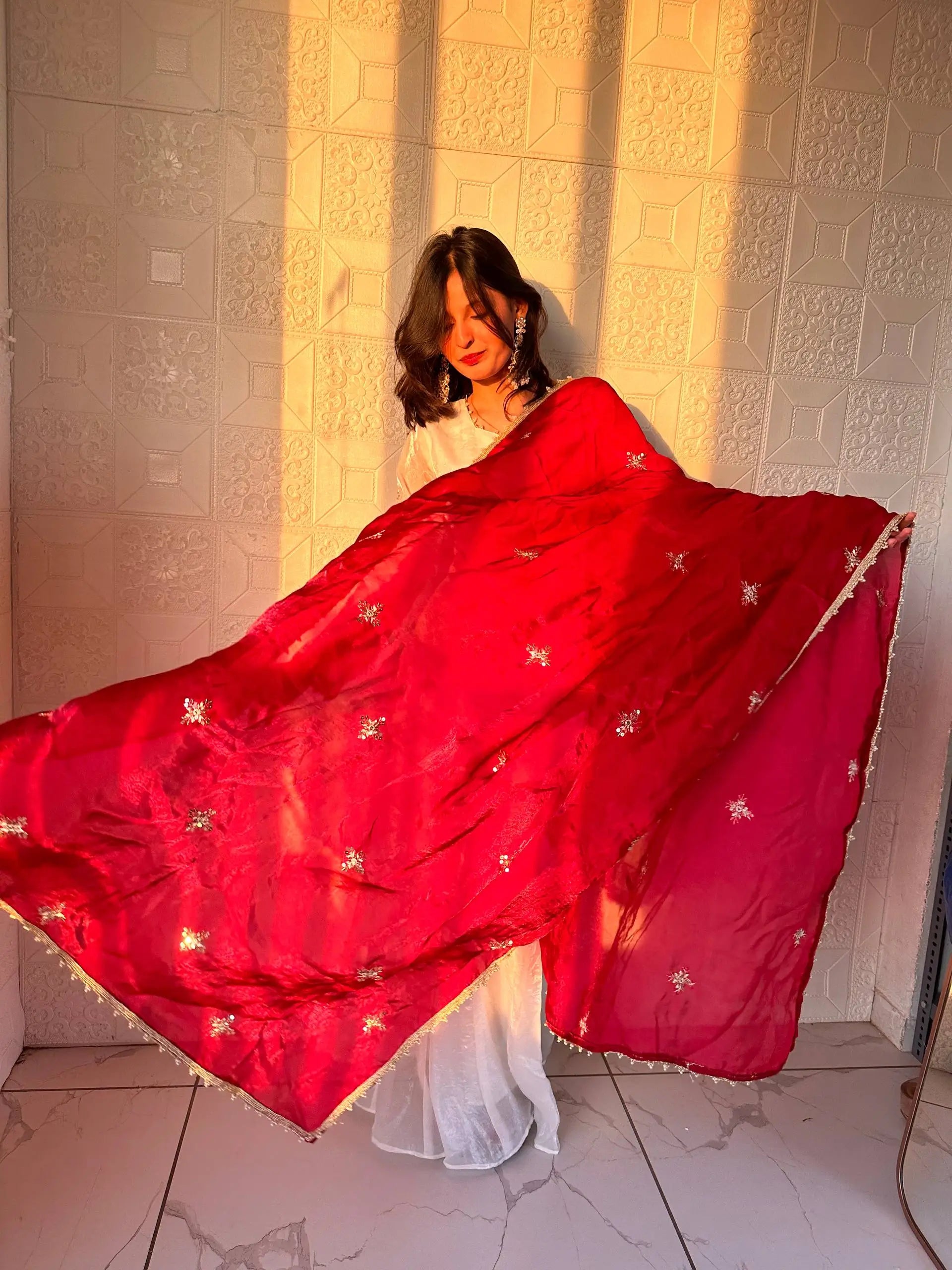 Elegant Fendy Silk Sharara Suit Set for Festive and Party Wear