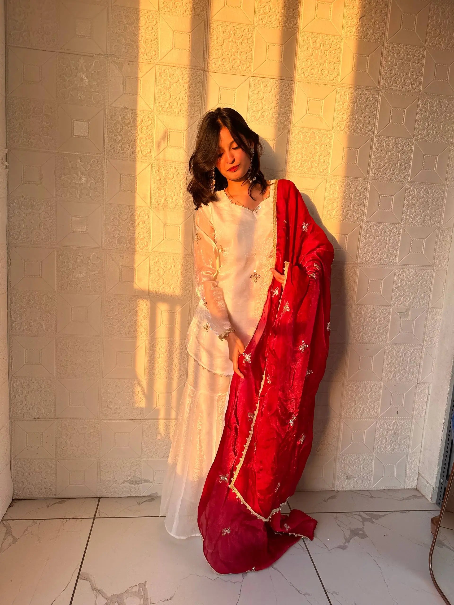 Elegant Fendy Silk Sharara Suit Set for Festive and Party Wear
