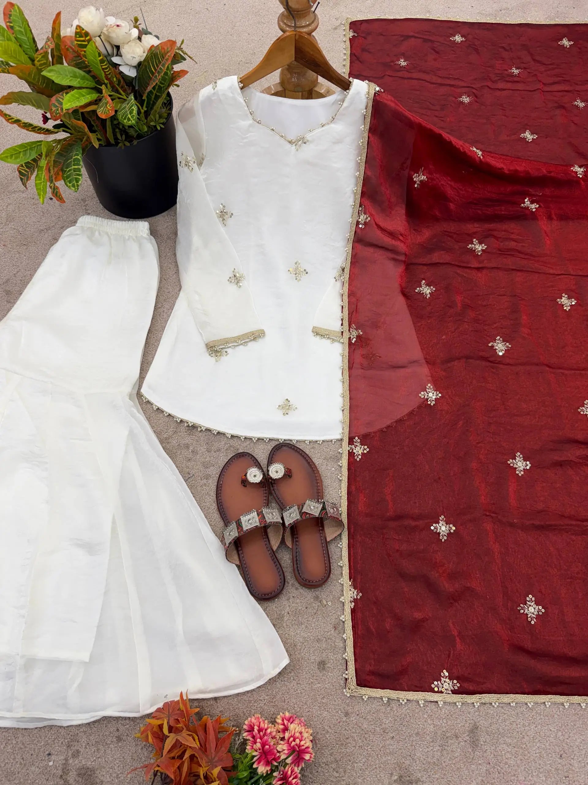 Elegant Fendy Silk Sharara Suit Set for Festive and Party Wear