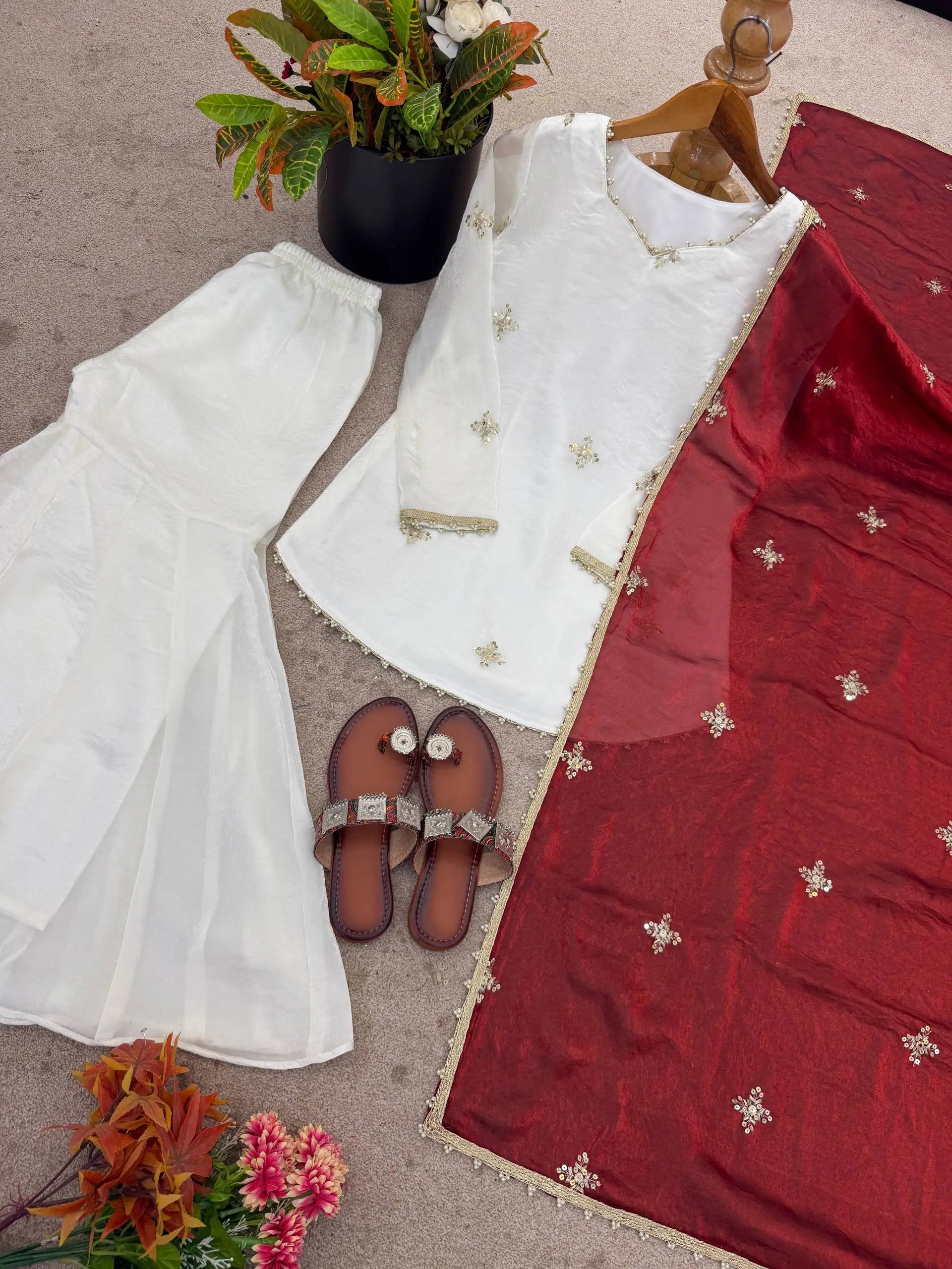 Elegant Fendy Silk Sharara Suit Set for Festive and Party Wear