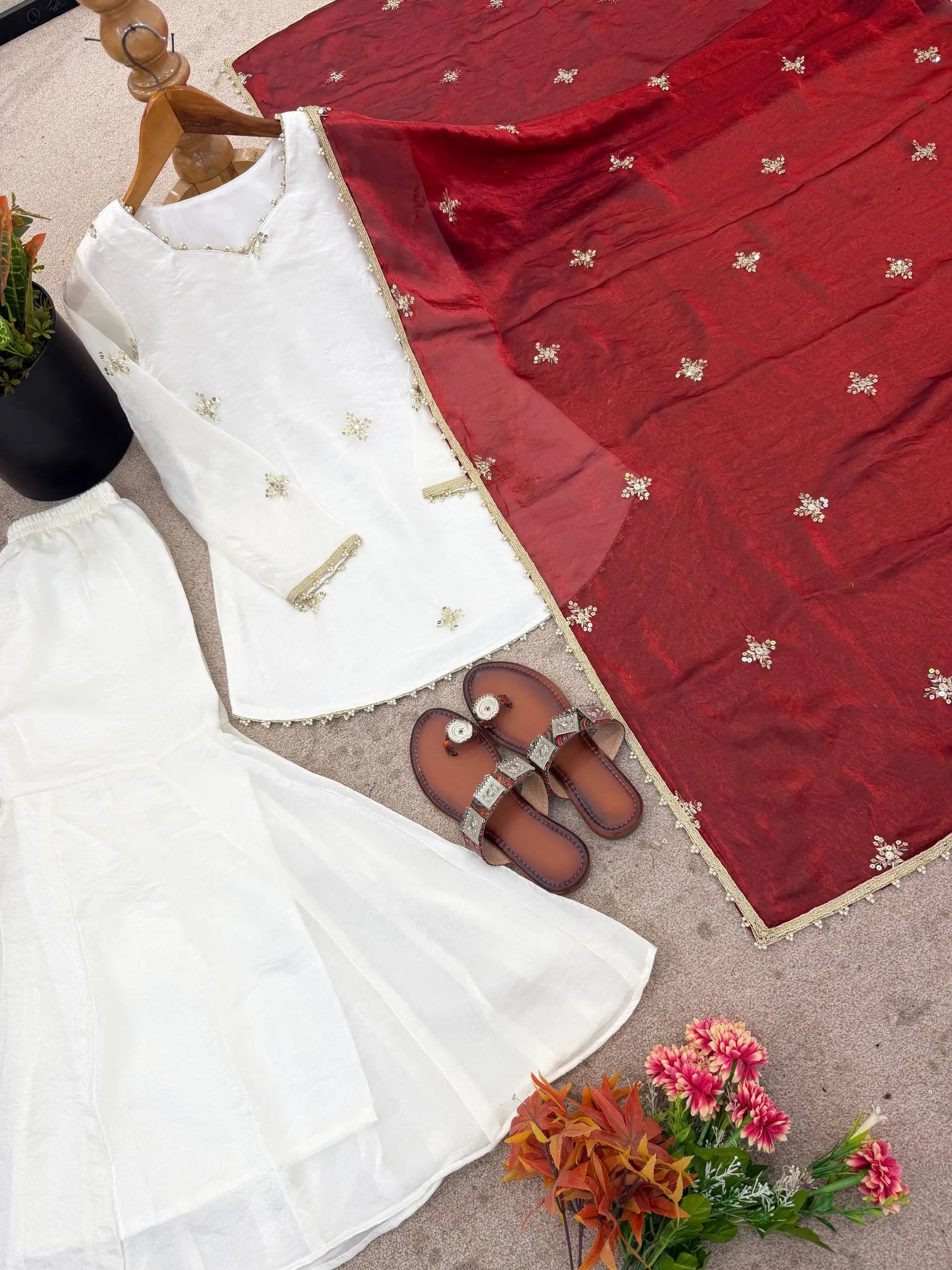 Elegant Fendy Silk Sharara Suit Set for Festive and Party Wear