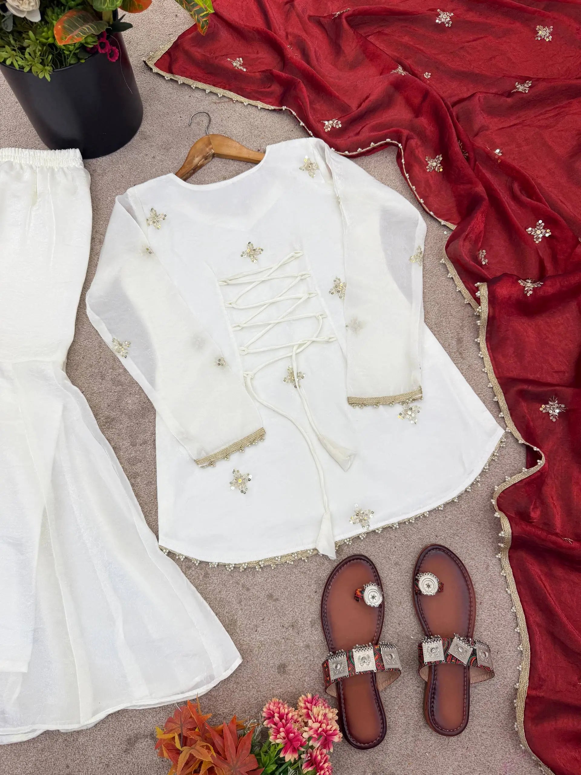 Elegant Fendy Silk Sharara Suit Set for Festive and Party Wear