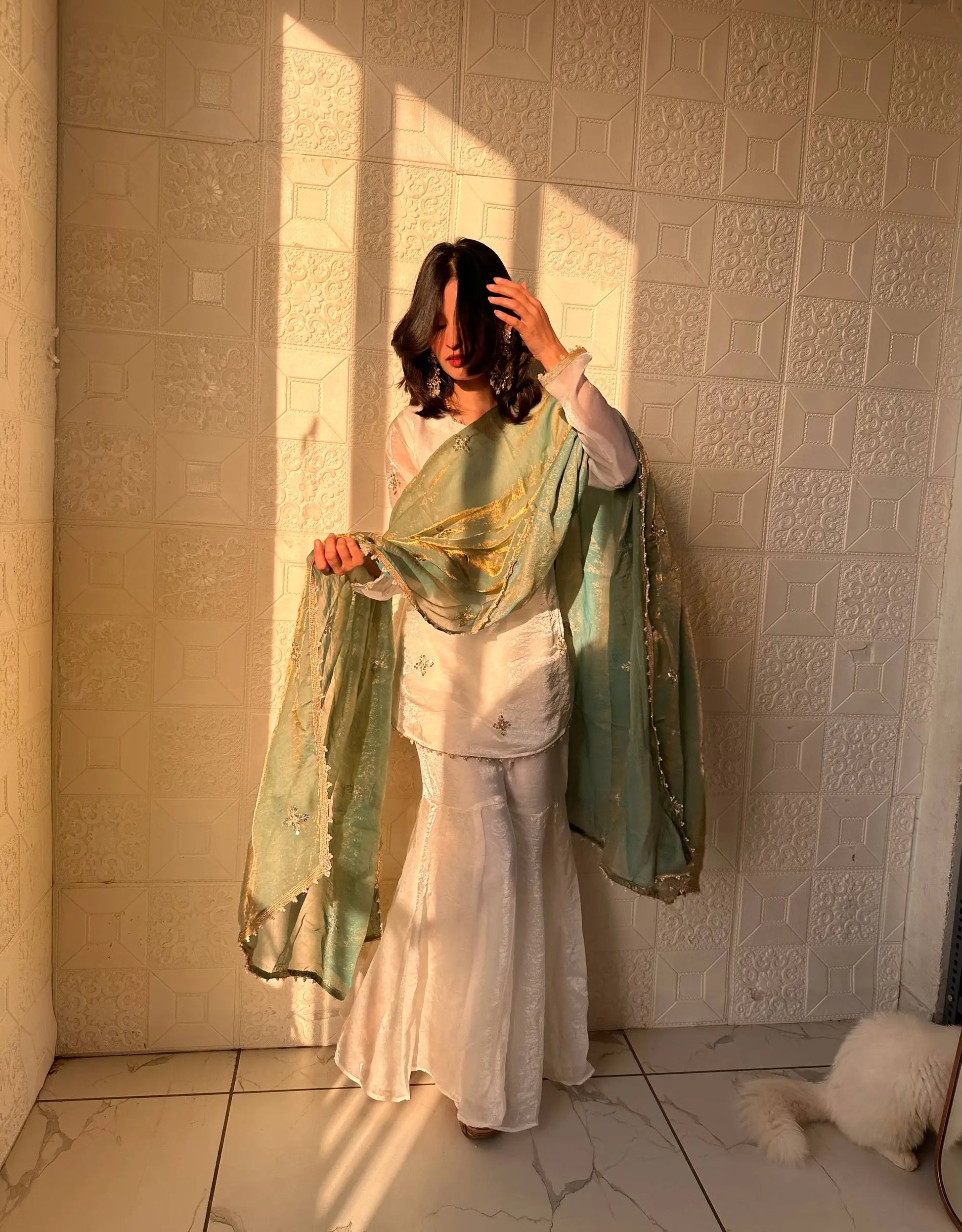 Elegant Fendy Silk Sharara Suit Set for Festive and Party Wear