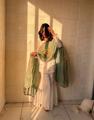 Elegant Fendy Silk Sharara Suit Set for Festive and Party Wear