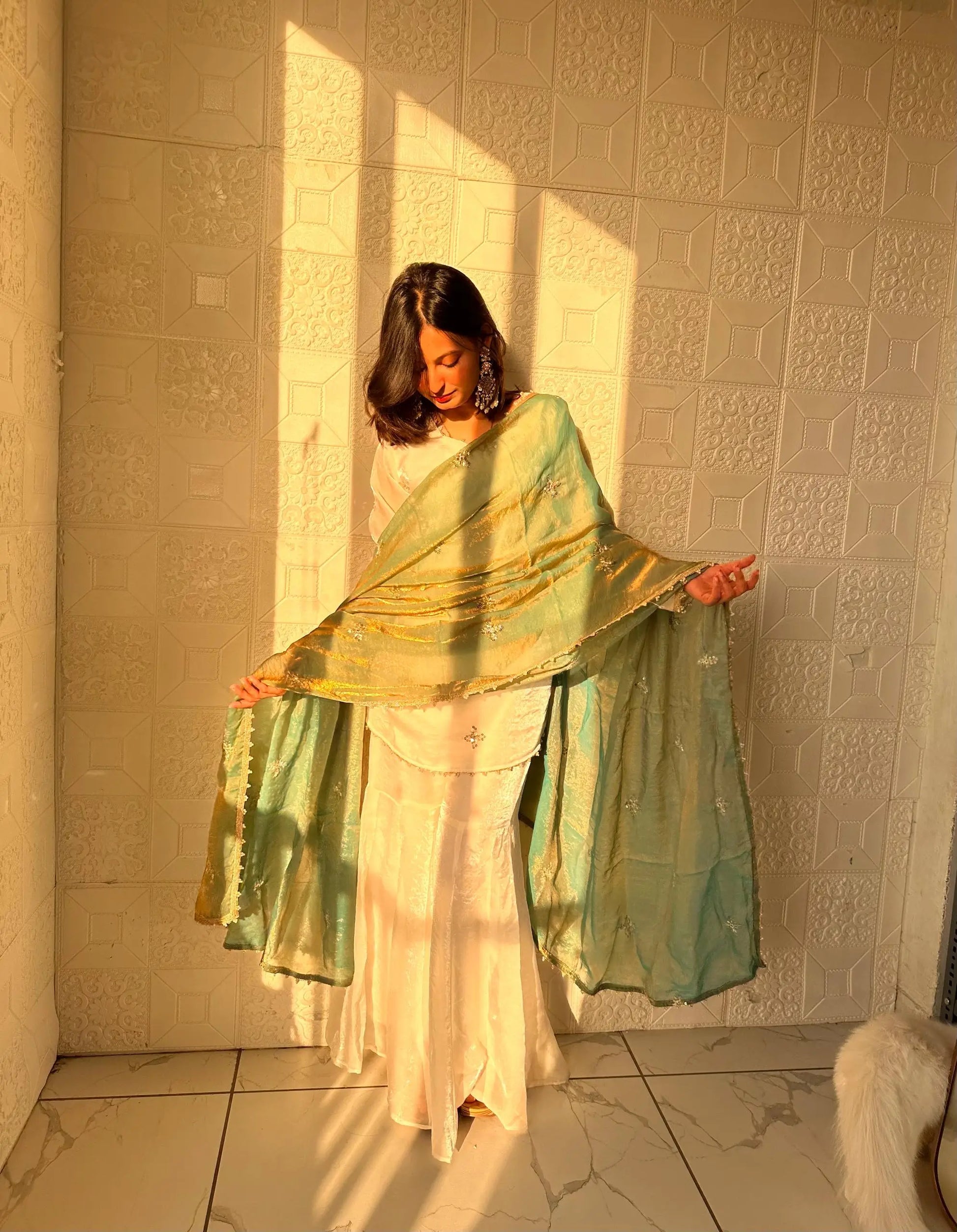 Elegant Fendy Silk Sharara Suit Set for Festive and Party Wear