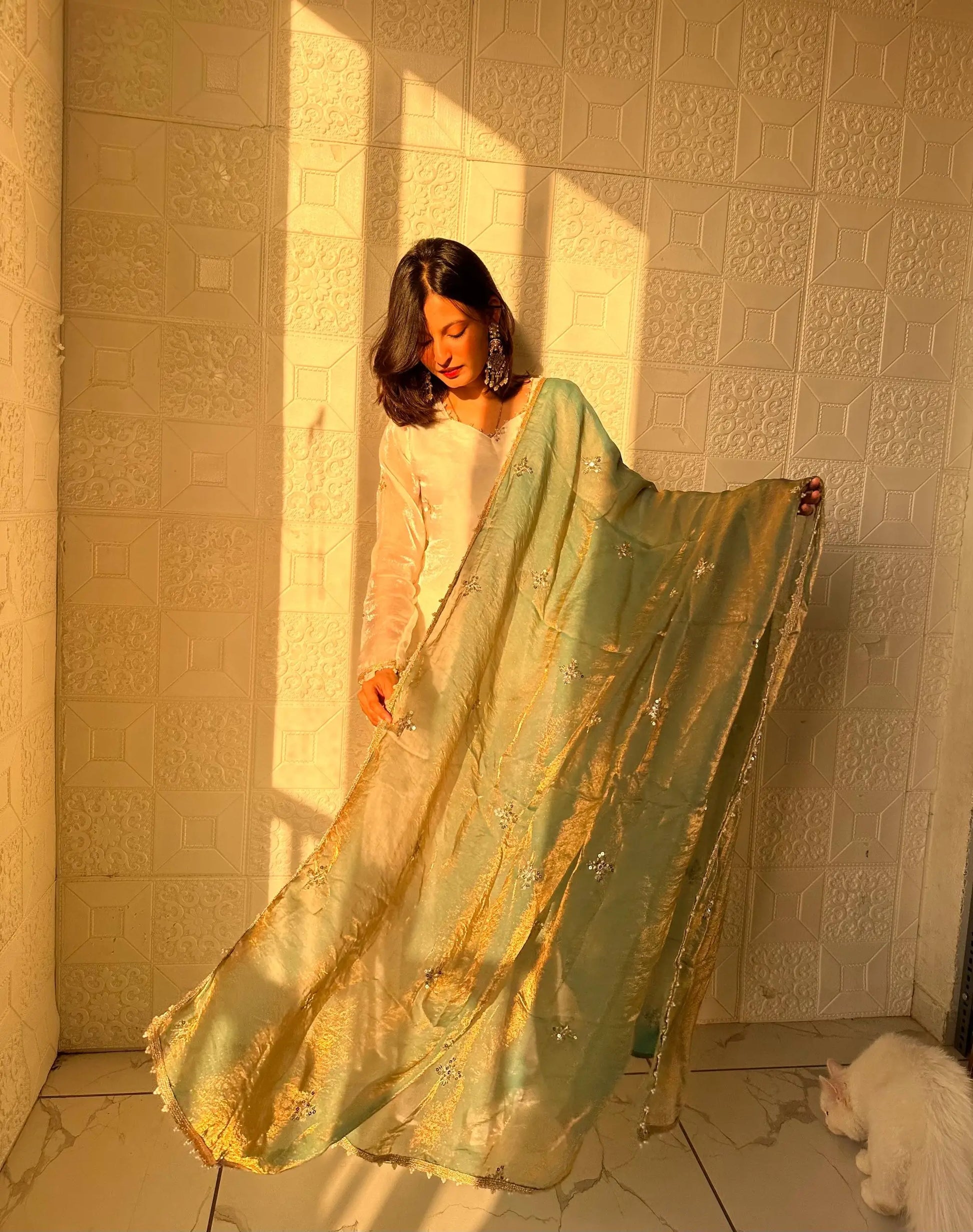 Elegant Fendy Silk Sharara Suit Set for Festive and Party Wear