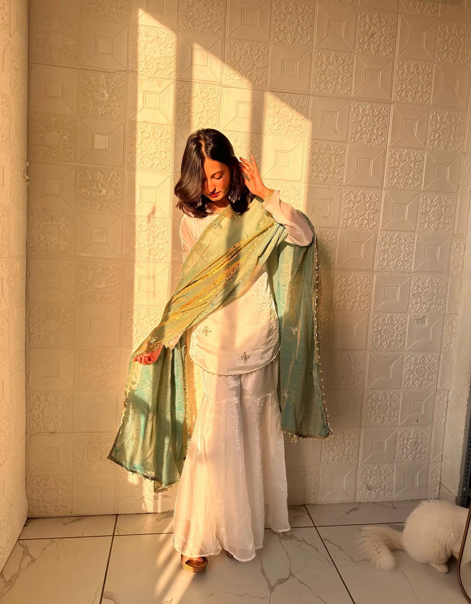 Elegant Fendy Silk Sharara Suit Set for Festive and Party Wear