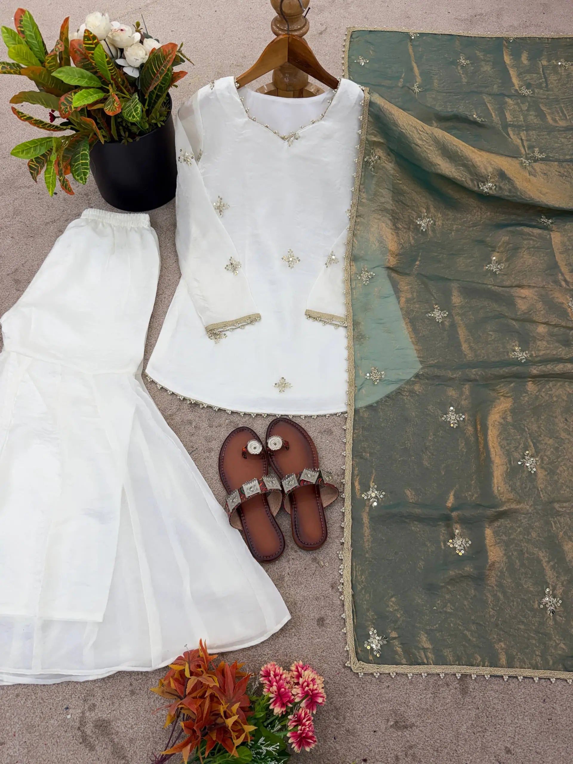 Elegant Fendy Silk Sharara Suit Set for Festive and Party Wear