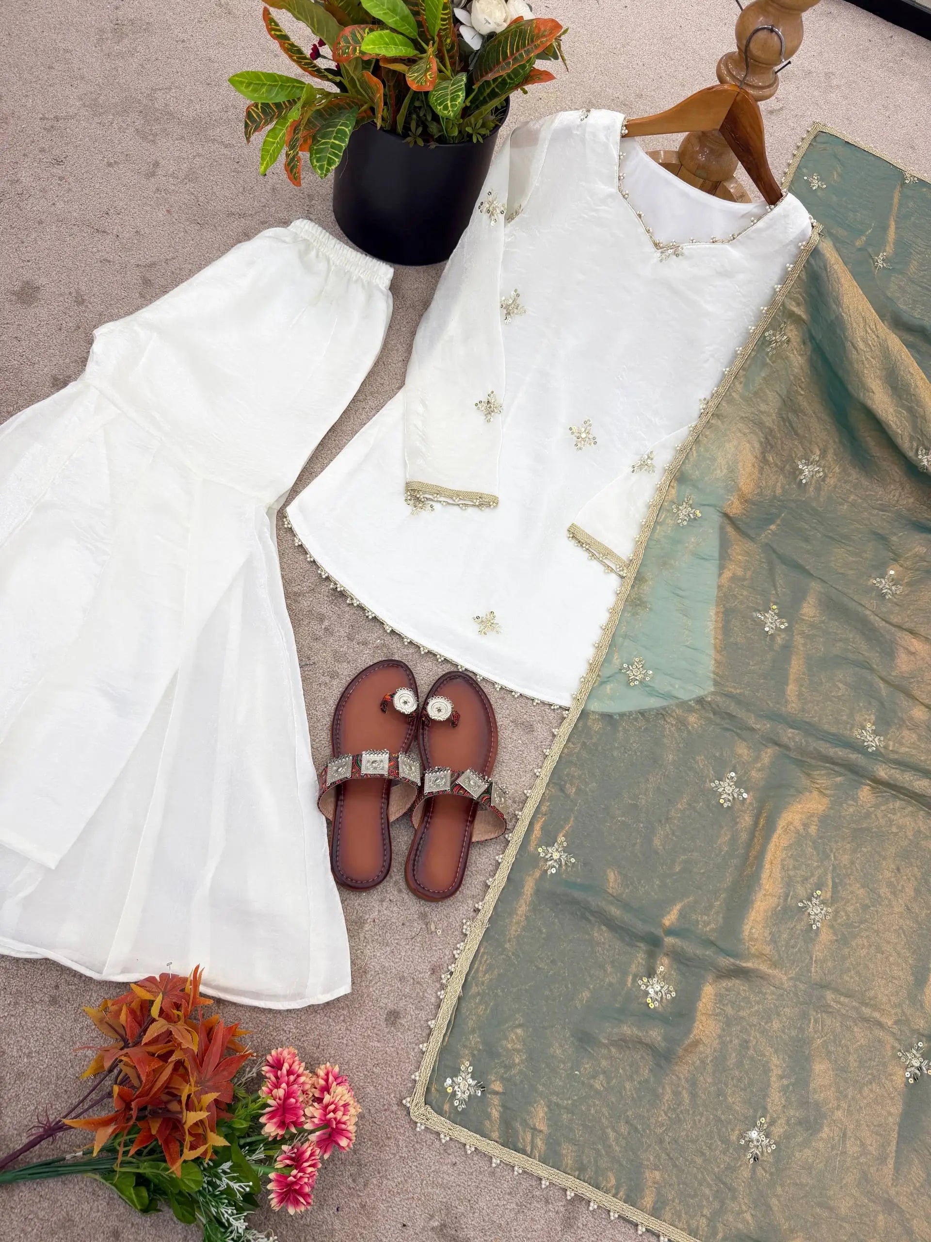 Elegant Fendy Silk Sharara Suit Set for Festive and Party Wear