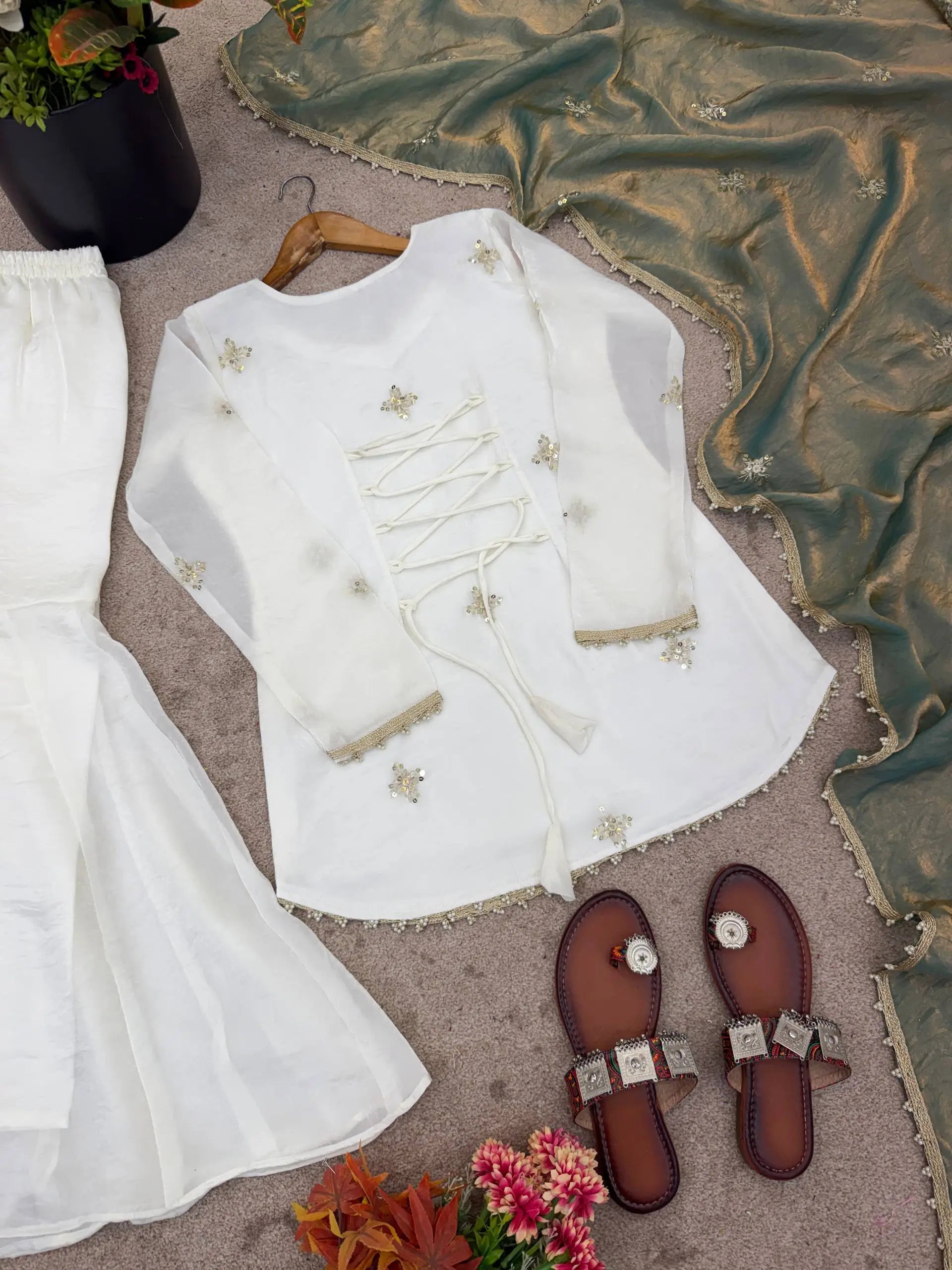 Elegant Fendy Silk Sharara Suit Set for Festive and Party Wear