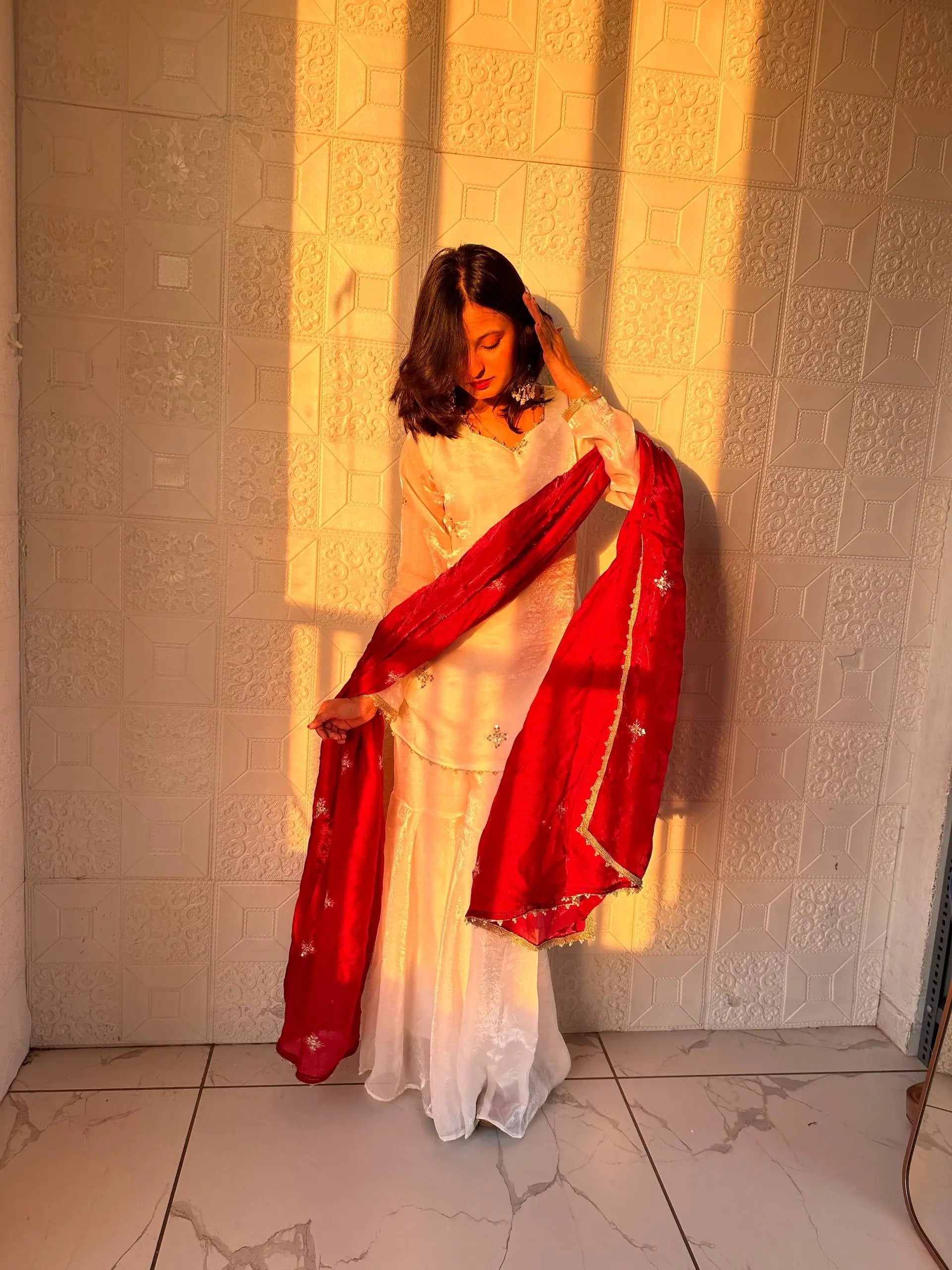 Elegant Fendy Silk Sharara Suit Set for Festive and Party Wear