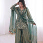 Elegant Fendy Silk Sharara Suit with Zarkan Work for Festive and Wedding Wear