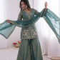 Elegant Fendy Silk Sharara Suit with Zarkan Work for Festive and Wedding Wear