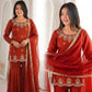 Elegant Fendy Silk Sharara Suit with Zarkan Work for Festive and Wedding Wear