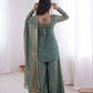 Elegant Fendy Silk Sharara Suit with Zarkan Work for Festive and Wedding Wear