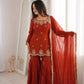 Elegant Fendy Silk Sharara Suit with Zarkan Work for Festive and Wedding Wear