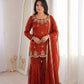 Elegant Fendy Silk Sharara Suit with Zarkan Work for Festive and Wedding Wear