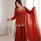 Elegant Fendy Silk Sharara Suit with Zarkan Work for Festive and Wedding Wear